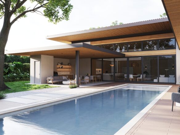 Coralis 23 modern tropical residence in Hacienda Pinilla – architectural rendering 1